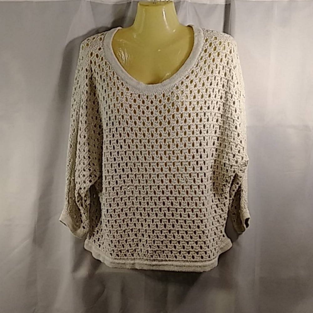 CAbi Cream Scoop Neck Sweater with Airy Knit